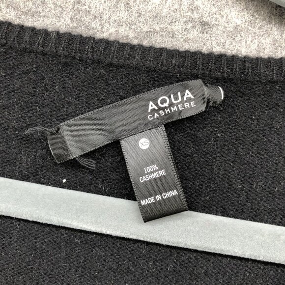 Aqua 100% Cashmere Sweater Womens XS V-Neck Oversized Side Zip Slouchy - Picture 8 of 10